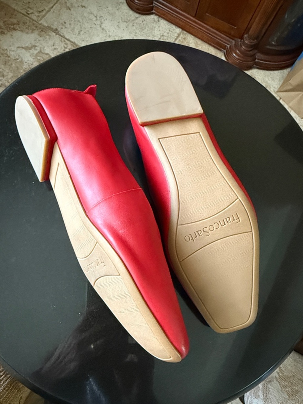 Franco Sarto Vana Red Leather Square Toe Ballet Flats Shoes Size 9M NWOT - Picture 10 of 17